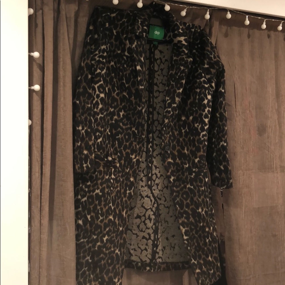 Leopard print pea coat